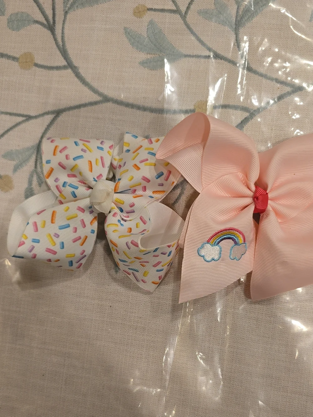 2 Girls Pink & Rainbow Bow Hair Clip - Kids Accessories